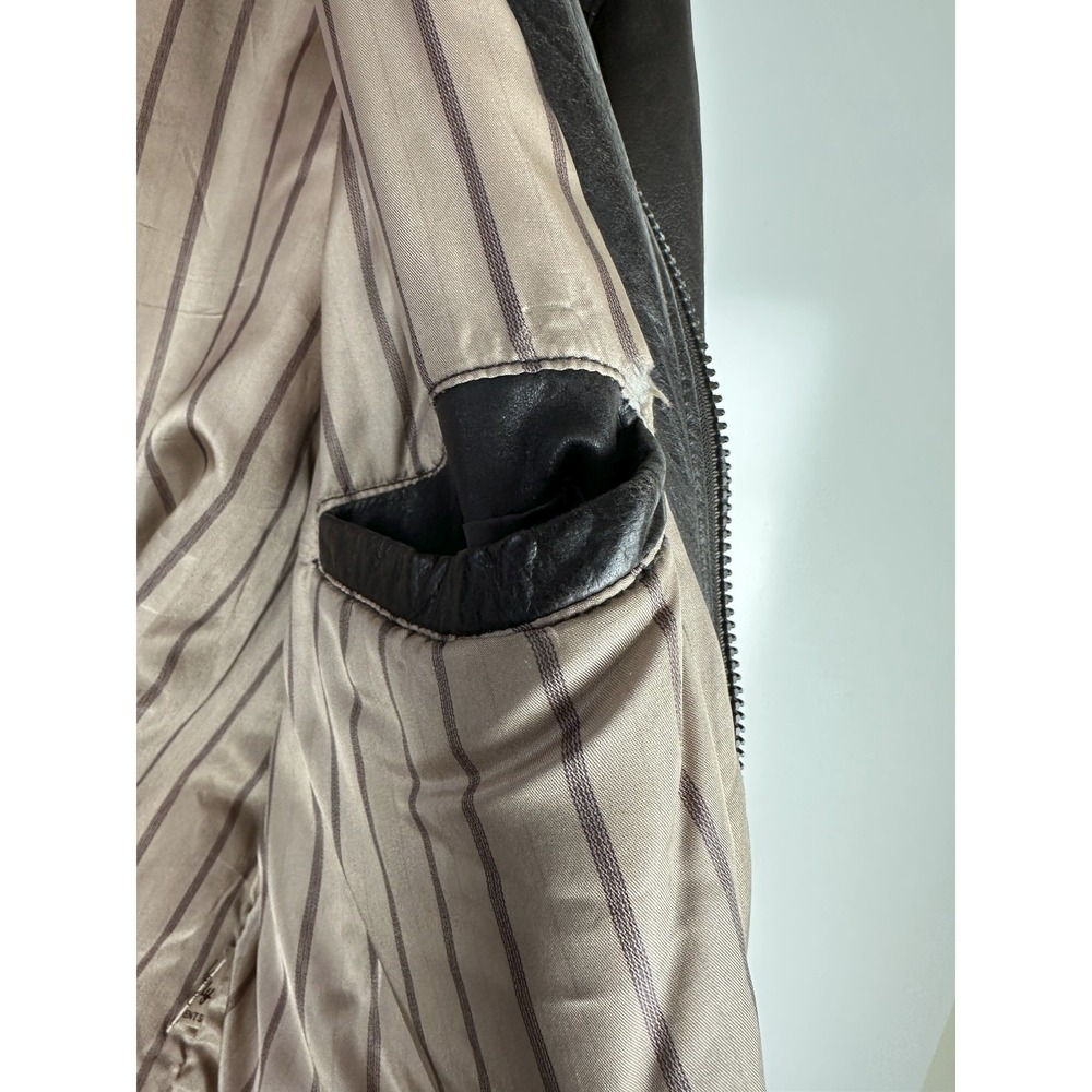 Vtg London Towne Leather Jacket Men's Large Brown Bomber Distressed 90s Style - Picture 12 of 16